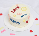 Vanilla Cream Love Cake On A White Background
